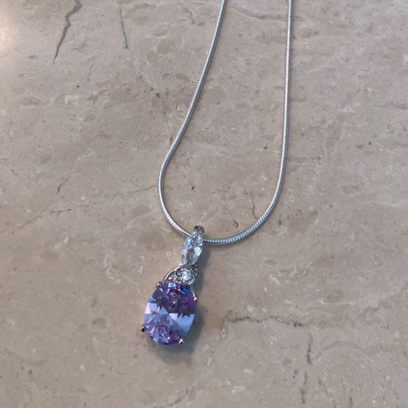 Sterling Silver Lavender Cz Necklace - Picture 4 of 16
